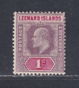 Leeward Islands Scott 21 MH OG 1902 1d Lilac & Carmine Edward VII Keyplate Issue - Picture 1 of 2