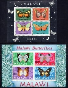 MALAWI MNH 1970 Moths and 1973 Butterflies Minisheets - Picture 1 of 1