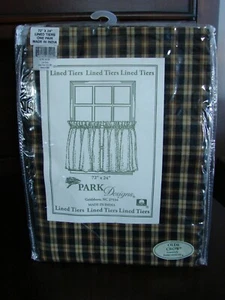 Park Designs Cotton Window Curtain LINED TIERS 72" x 24" Olde Crow NEW ONE PAIR - Picture 1 of 2