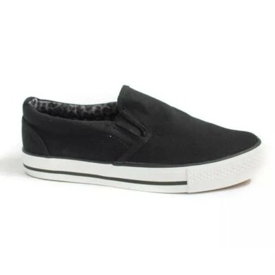 Simply Be Nelson Slip On Canvas Pumps In Nero UK 4 - Imagen 1 de 4