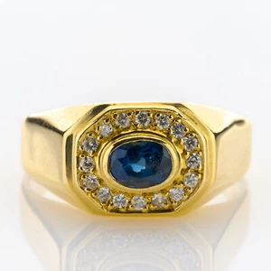 Vintage Ring aus 750er Gold mit Saphir und Brillanten - Picture 1 of 5