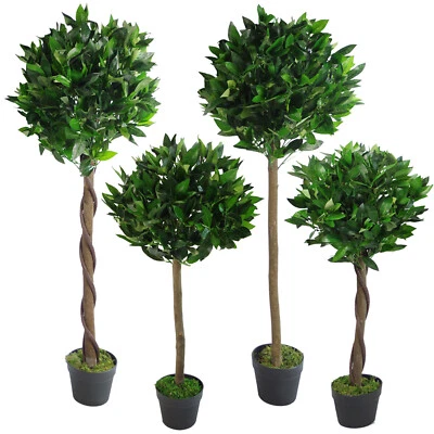 Leaf Artificial Topiary Bay Laurel Tree Ball Various Styles - Pair or Single - Image 1 of 2