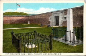 FORT MOULTRIE Grave of Oceola NATIVE AMERICAN CHIEF Charleston, SC Postcard - Picture 1 of 2