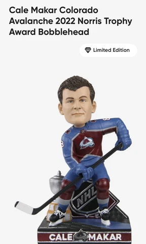 Cale Makar Colorado Avalanche 2022 Norris Trophy Award Bobblehead Cover