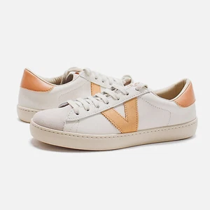 Womens Victoria Berlin White Peach Leather V Sneaker Fashion Trainers New - Picture 1 of 6
