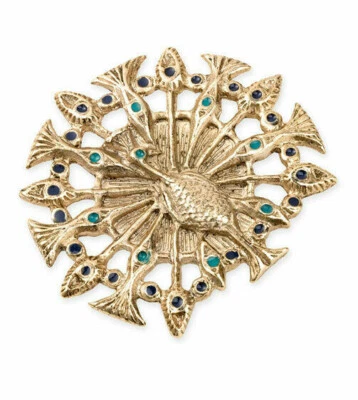 ANILLO HOUSE OF HARLOW NICOLE RICHIE ESMALTE DORADO PAVO REAL 5 6 7 Foto 1 de 4