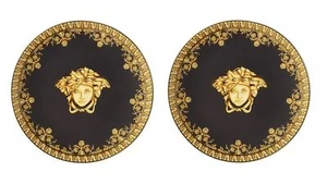 VERSACE BY ROSENTHAL I LOVE BAROQUE NERO SIDE PLATE PAIR #403653-10850 BRAND NIB - Picture 1 of 2