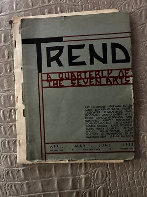 TREND A QUARTERLY OF THE SEVEN ARTS , RARE. 1933 Vol. 2 Unique!! - Image 1 of 4