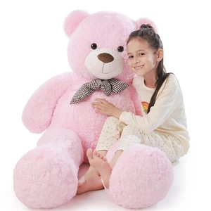 Big Pink Teddy Bear 4Ft Giant Stuffed Animal Plush Toy for Girlfriend Women K - Picture 1 of 7