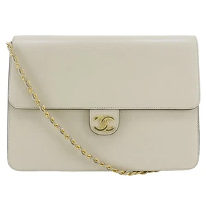 CHANEL COCO Mark Vintage ChainShoulder Shoulder Bag off white Calfskin Women - Picture 1 of 12