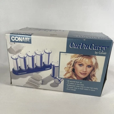 CONAIR Curl'n Carry Travel Hot Rollers Set 10 + 10 NEW Clips Vintage EXCELLENT - Image 1 of 4