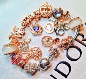PANDORA CHARM ARMBAND ROSEGOLD STERLINGSILBER MUTTERTAG FRÜHLING OSTERN ANNIV - Bild 1 von 7