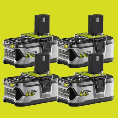 MARKENLOS 4X 8,0Ah Original Akku für RYOBI 18V One Plus Lithium RB18L50 P108 P109 Batterie