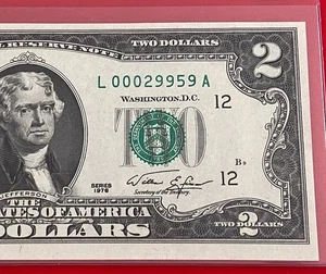 1976 $2 TWO DOLLAR BILL ( SAN FRANCISCO L ) UNCIRCULATED - Picture 1 of 3