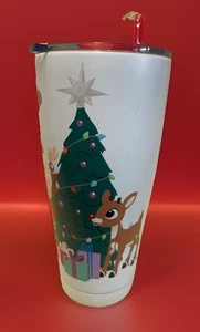 Rudolph das Rentier mit der roten Nase Edelstahl Becher mit Strohhalm NEU - Bild 1 von 7