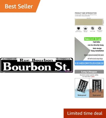 Encantador letrero de metal retro Bourbon Street - Perfecto para bares en casa, 8x12 pulgadas Foto 1 de 4