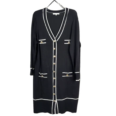 Madison + Hudson Black and White Sweater Dress Women Plus Size 2X Sheath Gold - Image 1 of 4