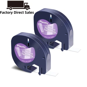 2PK Compatible para DYMO LetraTag LT100H 16952 Cinta de Etiqueta de Plástico Negra sobre Transparente - Imagen 1 de 6