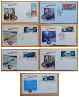 Set of 7 First Day of Issue Stamped Envelopes 1975 - Apollo Soyuz - Image 1 of 4