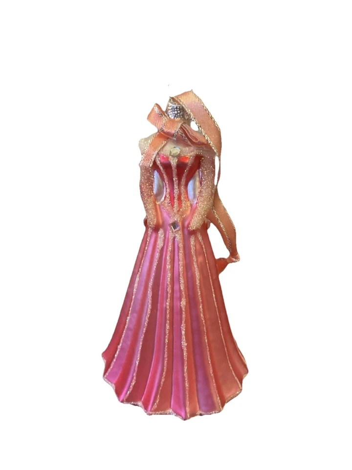 Disney Holiday Ornaments Blown Glass Sleeping Beauty Aurora Pink Dress Princess - Image 1 of 1