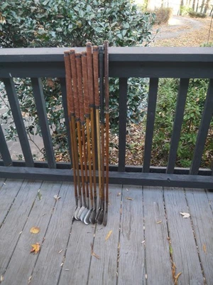 9 Club Set Antique Hickory Wood Shaft Clubs For Play - Image 1 of 4
