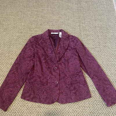 1990s Vintage Liz Claiborne Purple Floral Blazer Petite Medium Whimsy Goth - Image 1 of 4