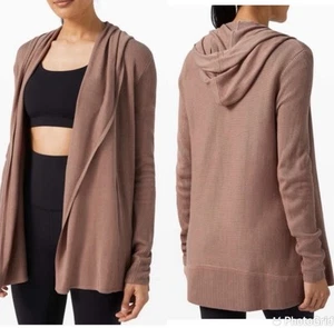Lululemon Women Sz 10 Sundown Wrap Heathered Spanish Oak Cashmere Blend Cardigan - Picture 1 of 12