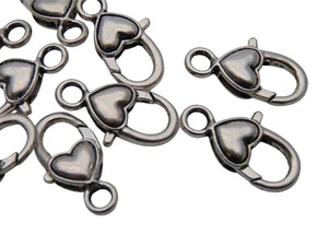 10 Pcs - Silver Plated Heart Lobster Fancy Claw Clasps Jewellery Findings UK - Picture 1 of 3