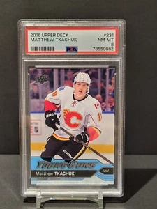 2016 Upper Deck Young Guns Matthew Tkachuk #231 Calgary Flames PSA 8 - Picture 1 of 2