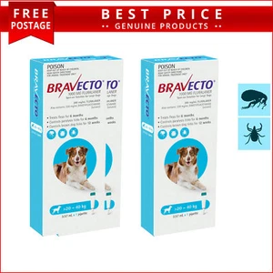 BRAVECTO Spot On Dogs 1,2 Dose Flea Prevention for 6 months 20 to 40 Kg BLUE - Picture 1 of 4
