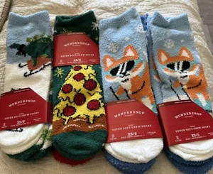 Wondershop Kids XS-S 11-1 Super-soft Crew Socks 8 Pairs Fox Pizza Dino NWT - Picture 1 of 3