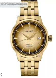 NEW Seiko SRPK48 Mens Gold Tone Automatic Presage Cocktail Stainless Steel Watch - Picture 1 of 6