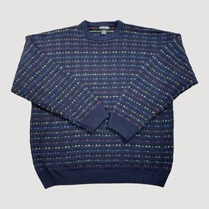 Jantzen Pullover Herren XL blau bunt Birdseye Fischer Rundhals Vintage - Bild 1 von 7