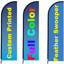 2 Customized Feather Flags 10' Full Color 3oz Polyester Swooper Flag Indoor Pole