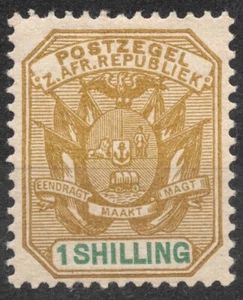 SG223 Sn:#173 1896 1 Sh TRANSVAAL Wagon with One Shaft - Coat of Arms 1895-97 MH - Picture 1 of 2