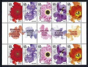 2011 Australia SG#3559/63 Floral Festivals gutter strip block of 10 mint MUH MNH - Picture 1 of 1