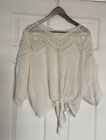 Flawless Womens Cream Embroidered Batwing Top M/L