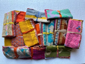 Scrap Vintage kantha 100% Cotton Sari Remnants, Sari Scraps, Craft making scrap - Picture 1 of 7