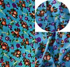 Printed,Viscose,Dress Fabric, Skirts Blouse, New Design Turquoise Floral