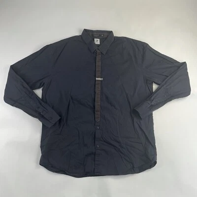 Camisa Marc Ecko XL Azul Marino Para Hombre Corte y Costura Abotonada Manga Larga Usada #25 Foto 1 de 4