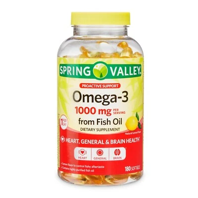 Spring Valley Omega-3 Fish Oil Soft Gels, 1000 mg, 180 Count..+ - Image 1 of 4