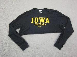 Vintage Iowa Hawkeyes Team Issue Shirt Womens Extra Large XL Nike Black Cropped - Picture 1 of 10