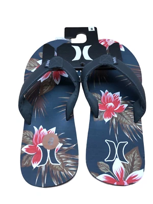 Мужские сандалии-шлепанцы HURLEY — цветочный темно-синий, размер 8 - Изображение 1 из 4