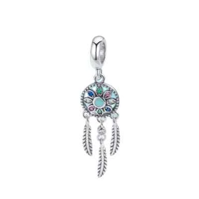 Charms Anhänger Silber 925 Charm Bunter Traumfänger Zirkonia Geschenk für Frauen - Bild 1 von 4