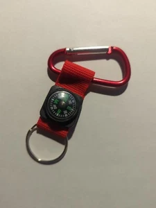 Vintage Stoffkarabiner Kompass rot - Bild 1 von 2