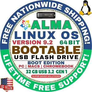 AlmaLinux 9.2 USB Flash Drive | BOOT EDITION | AMD64 for MAC, PC Alma Linux - Picture 1 of 3
