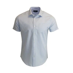 Camisa informal de vacaciones de verano de calidad de verano 100 % algodón azul cielo C166 - Imagen 1 de 3