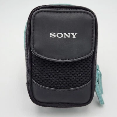 Sony Cyber-Shot Camera Carrying Pouch Black And Turquoise Soft Case Bag LCS-CSQ - Image 1 of 4