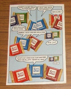 Seltene Werbung RITTER SPORT Schokolade - Nugat Haselnuss Vollmilch 1987 - Bild 1 von 1
