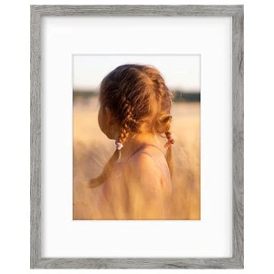 16x20 Picture Frame with Mat for 11x14 HD Glass Wall Mount Gray - Picture 1 of 8